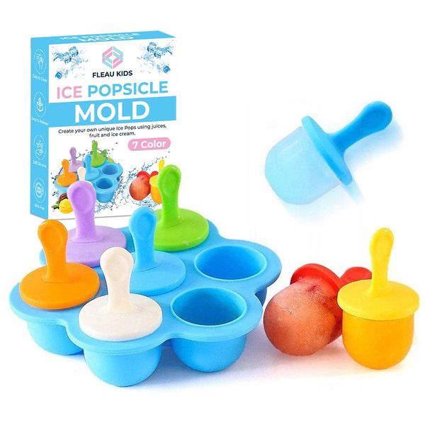 Stampi Per Gelato In Silicone Fleau - Stampi Per Ghiaccioli - Stampi Per Gelato - Porta Gelato - A Prova Di Perdite - 7 Pezzi - Senza Bpa-image