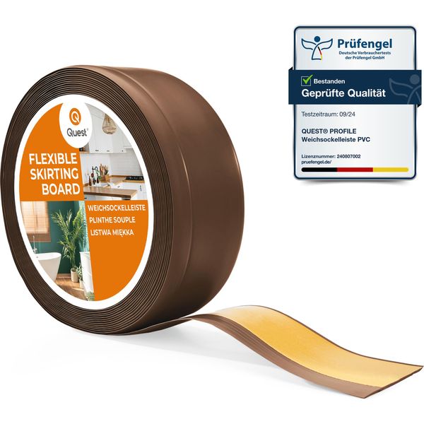 Quest Battiscopa In Pvc 70X20Mm, 10M, Autoadesivo, Battiscopa Morbido, Flessibile, Bronzo-image
