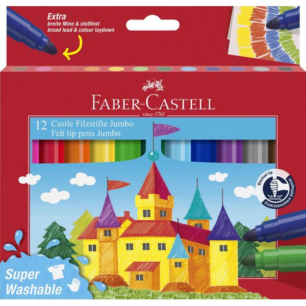 FABER-CASTELL 154311 FABER-CASTELL Jumbo Super Washable Filzstifte Farbsortiert, 12 St.-image