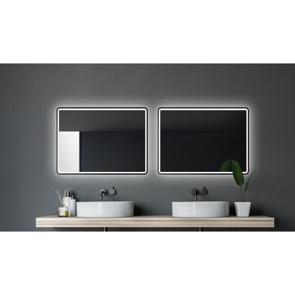 Specchio Da Bagno A Led Talos 80X60 Cm - Specchio Da Bagno Adatto A Locali Umidi Con Illuminazione Cornice In Alluminio Nero Opaco Specchio Da Parete Cornice Luminosa-image