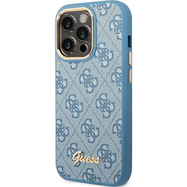 Guess Guhcp14Xhg4Shb Iphone 14 Pro Max6,7 Niebieski/Blue Custodia Rigida 4G Vintage Gold Logo-image