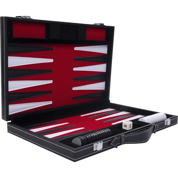 Engelhart Games Backgammon Gioco 11 Pollici Rosso Nero Bianco Trapuntato Set Da Viaggio-image