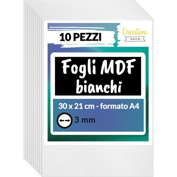 Creative Deco 10 X A4 Compensato Pannelli Legno Bianco 3Mm | Pannelli Compensato 300X210X3 Mm (+/- 0.5Mm) | Fogli Di Legno Per Decorazione, Modellare-image