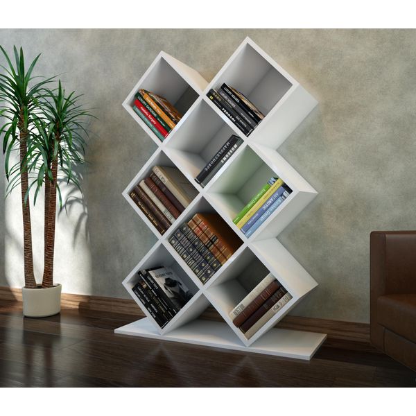 Skye Decor, Kumsal - White, Libreria, Bianca, 100 % Melamine Coated Slipboard, 90 X 19,5 X 129 Cm-image