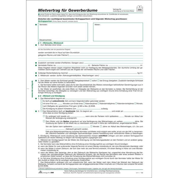 50Xrnk Verlag 598 Contratto Di Locazione Per Locali Commerciali 6 Pagine Piegate In Din A4-image