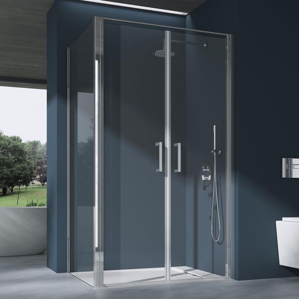 Doporro Box Doccia Rettangolare 80X100X195Cm | Cabina Doccia Ad Angolo Con Doppia Porta Battente In Vetro Temperato Trasparente E Profilo Cromato | Ravenna66K-image