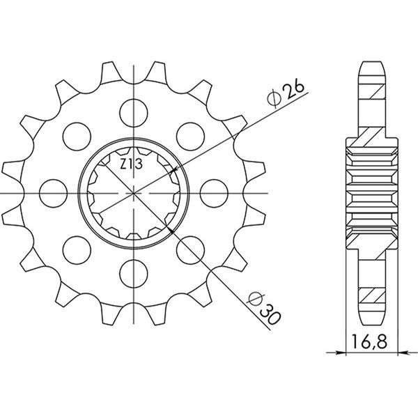 Pignone Passo 530 - Z 16 Denti (Dis.20603)-image