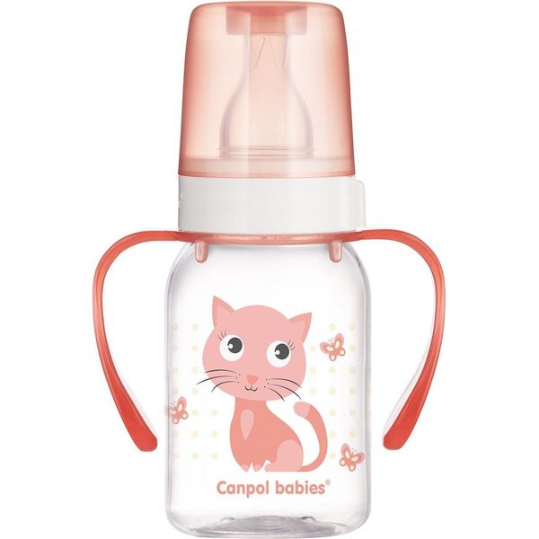 Canpol Babies 120 Ml Bottiglia Con Manici Animali Felici - Rosa-image
