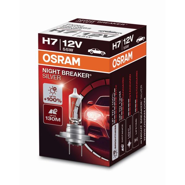 1 Pezzo Osram Night Breaker Silver +100% Lampadine Per Fari / Attacco H7-image