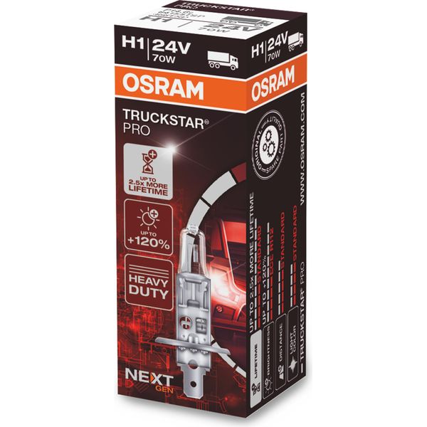 1 Pezzo Osram Truckstar Pro Next Generation 24V Lampadine Per Fari Di Camion / H1 70W Socket-image