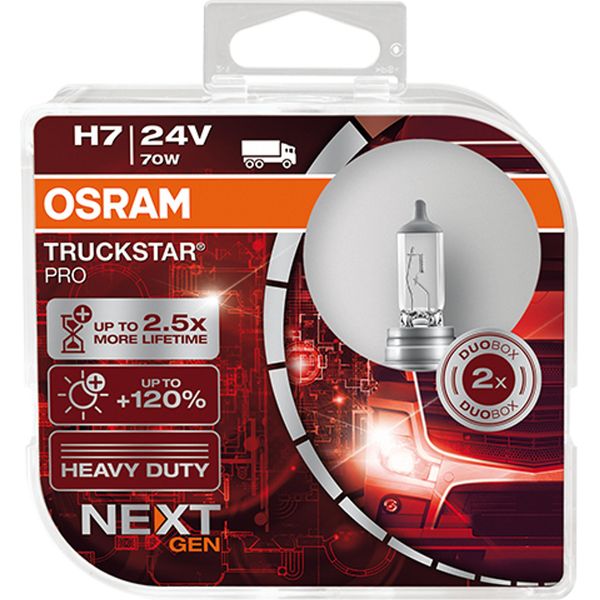 2 Lampadine Osram Truckstar Pro Next Generation 24V Per Fari Di Camion / Attacco H7 70W-image