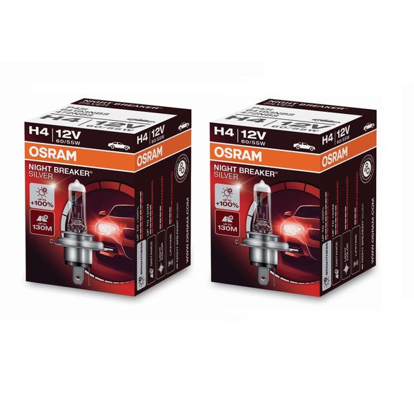 2 Lampadine Osram Night Breaker Silver +100% Per Fari / Attacco H4-image