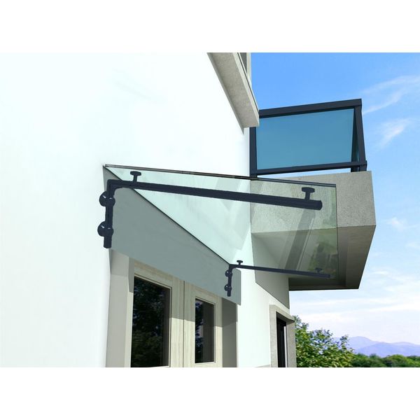 Glaswerk Westfalen - (L) 180X90 Cm Tetto In Vetro Trasparente Con Supporto In Ral 7016-image