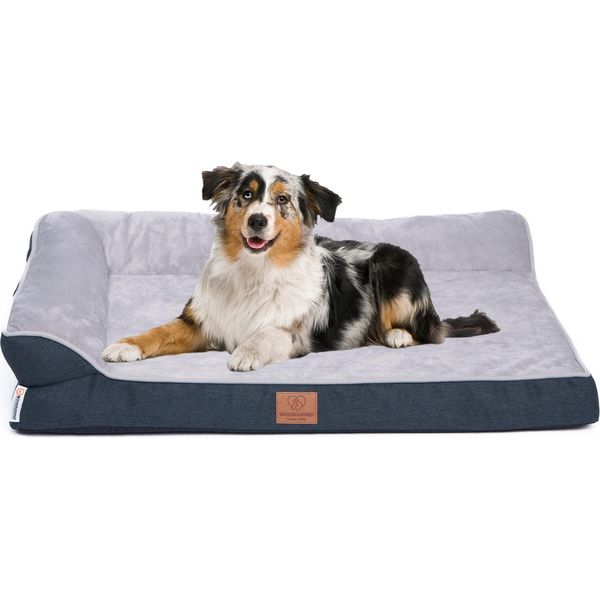 Letto Ortopedico Premium Per Cani Con Schiuma D'uovo, Cinghia Extra, Rivestimento Interno Impermeabile, Divano Per Cani, Cuscino Per Cani, Soffice, Rivestimento Sfoderabile, Lavabile, 89 X 63 X 17 Cm, Grigio Chiaro (Xl)-image