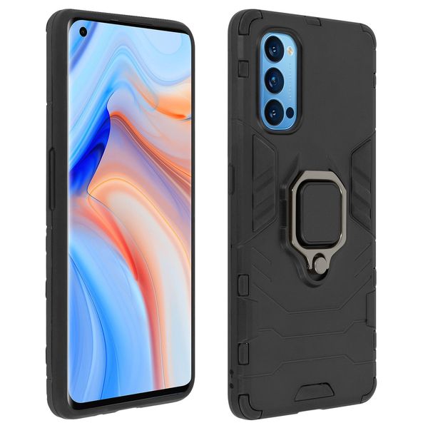 Avizar, Custodia Antiurto Per Cellulare Oppo Reno 4 Pro 5G Con Supporto Ad Anello, Nero-image