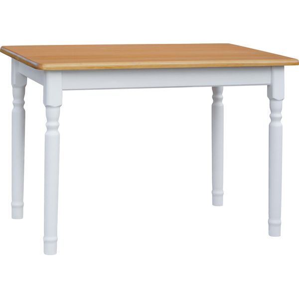 Tavolo Bianco Ii In Legno Di Pino Massiccio Con Piano In Colore Ontano 100 X 60 Cm-image
