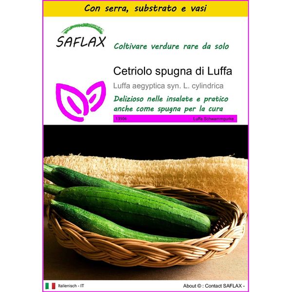 Saflax Insieme Di Coltivazione - Cetriolo Spugna Di Luffa - 10 Semi - Luffa-image