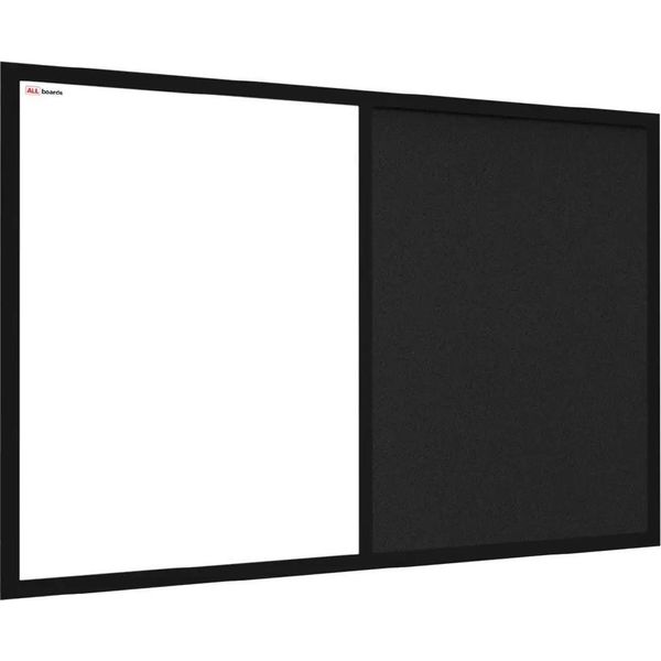 Lavagna In Sughero Nero E Bianca Magnetica Combi 60X40Cm Cornice Nera In Legno Laccato-image