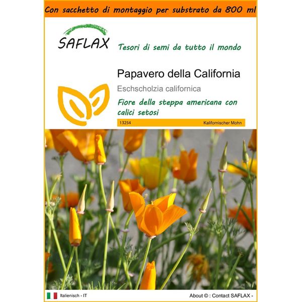 Saflax Garden In The Bag - Papavero Della California - 1500 Semi - Eschscholzia-image