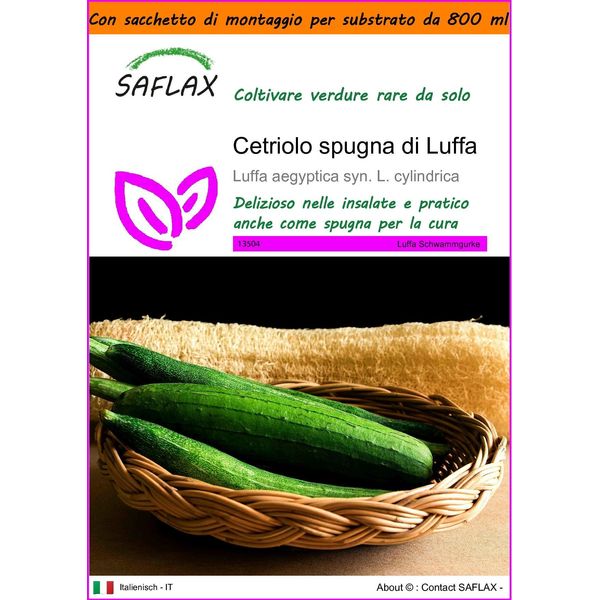 Saflax Garden In The Bag - Cetriolo Spugna Di Luffa - 10 Semi - Luffa-image