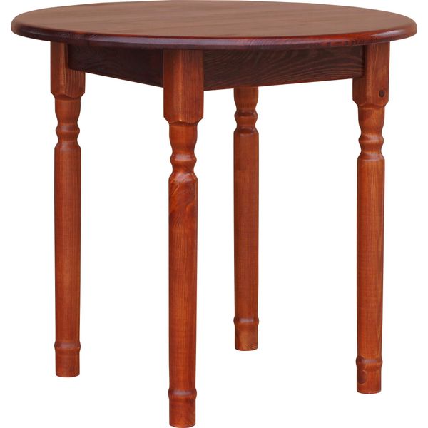 Tavolo Rotondo Ii In Legno Di Pino Massiccio Nel Colore Calvados 90 Cm-image