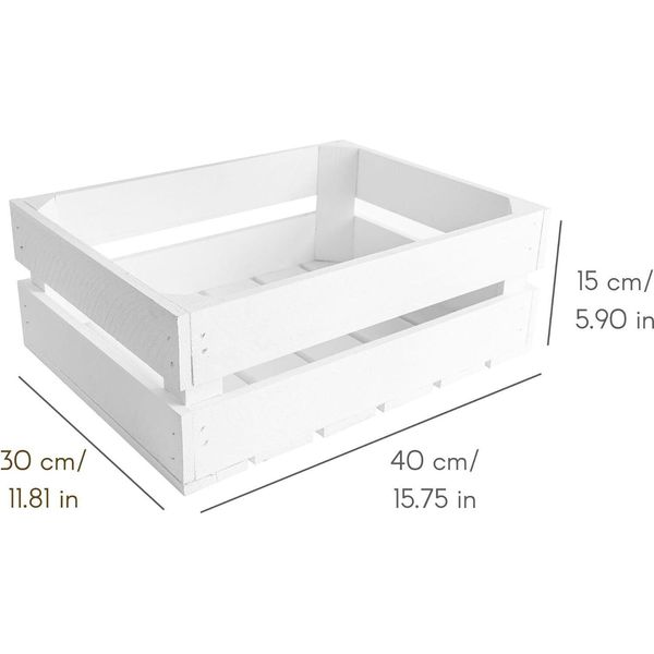 Creative Deco Set 3 X Cassetta In Legno Bianca | 40 X 30 X 15 Cm | Cassetta Stile Vintage Shabby Per La Decorazione Diy | Porta Oggetti Portafrutta-image