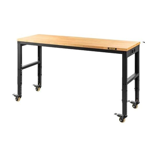 Tavolo Da Lavoro, Capacità Di Carico Di 900 Kg, Piano In Rovere, 61X20 Pollici Con Ruote-image
