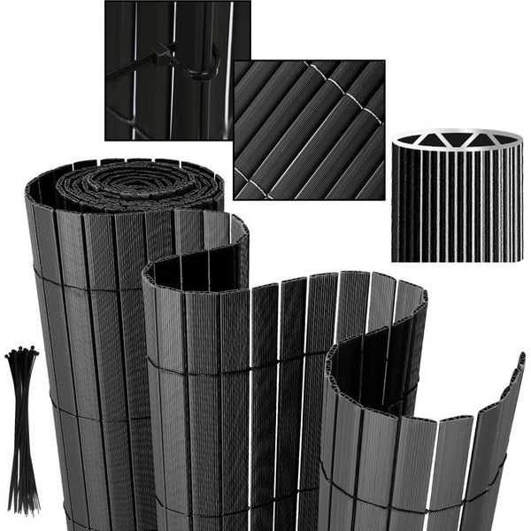 Clanmacy Pvc Privacy Screen Schermo Privacy Per Recinzione Balcone Grigio 80X500Cm Stabile Forma A W-image