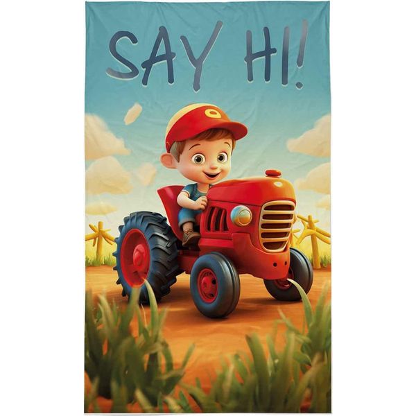 Detexpol Asciugamano Bambino 30X50 Trattore Rosso Cotone Bambino Colorato 17T-image