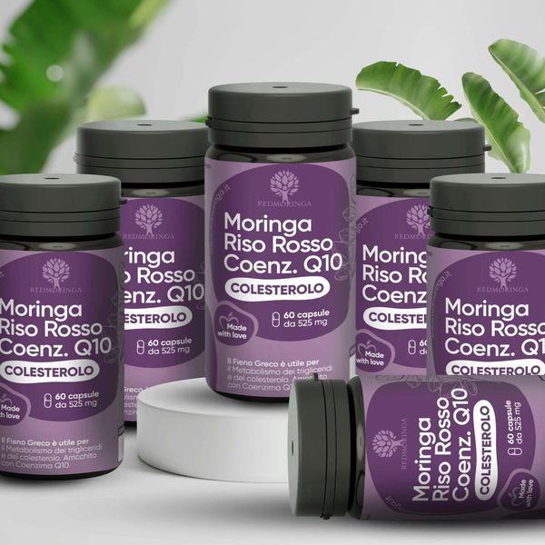 Redmoringa Integratore Colesterolo Con Riso Rosso Fermentato E Moringa| 360 Capsule | Italy-image