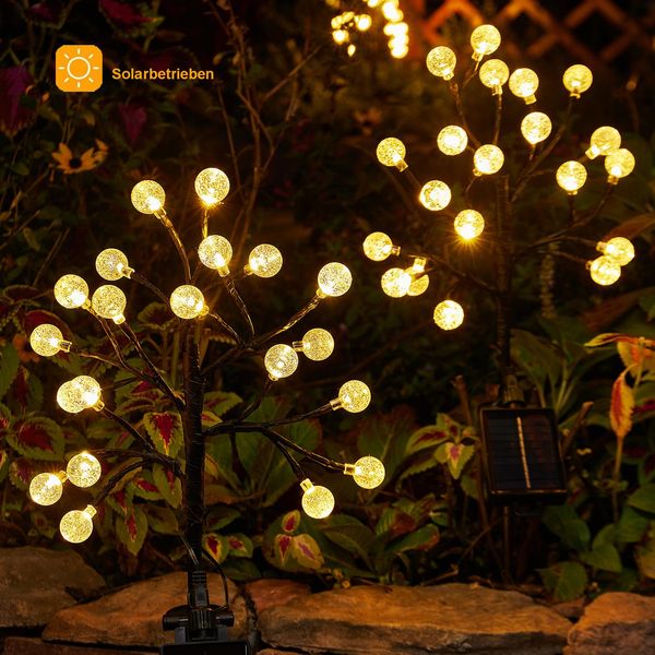 2 Pezzi Illuminazione Solare Giardino Impermeabile Telecomando Timer Terra Picco, Lampada Solare All'aperto IP65 20 Led Trasparente Sensore Crepuscolare, Decorazione Cortile Balcone-image