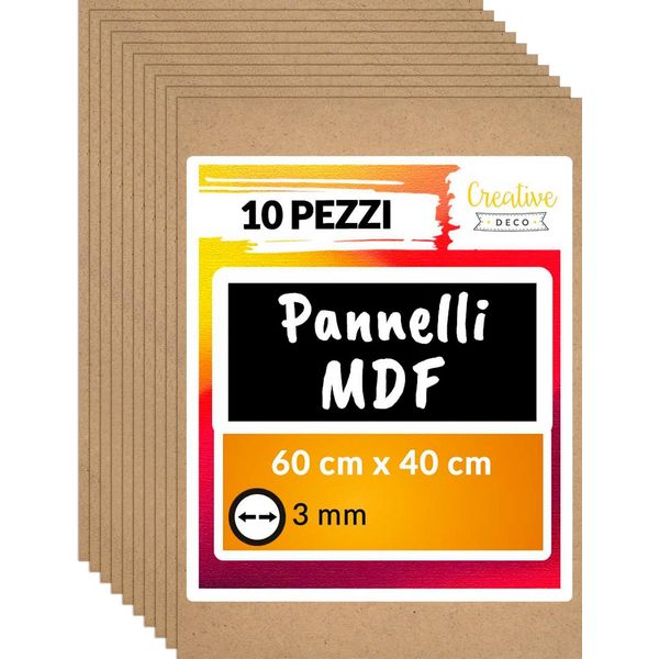 Creative Deco 10 X Compensato Pannelli Legno 3Mm | Pannelli Compensato 600 X 400 X 3 Mm (+/- 0.5Mm) | Fogli Di Legno Per Decorazione, Modellare-image