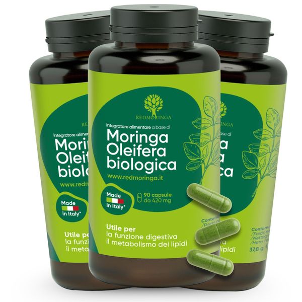 Redmoringa Integratore Moringa Oleifera Biologica | 180 Capsule | Italy-image
