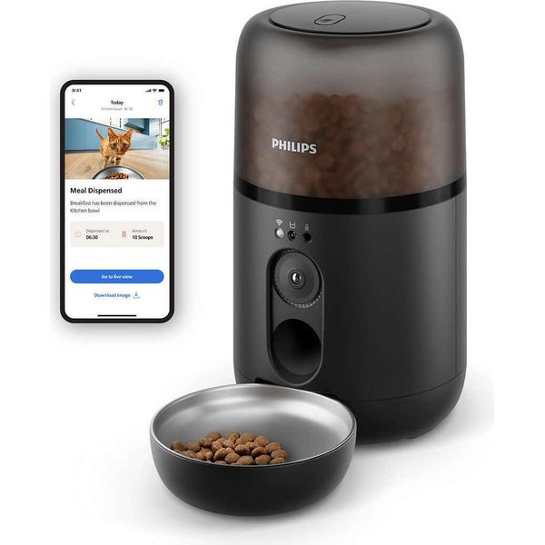 Philips Pet Series Alimentatore Intelligente Con Telecamera, 4,5 L, Grigio (PAW5320/02)-image