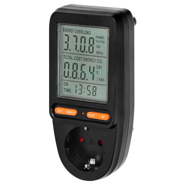 Presa Con Misuratore Di Corrente/Consumo Energetico Orno OR-WAT-435(GS)/B-image