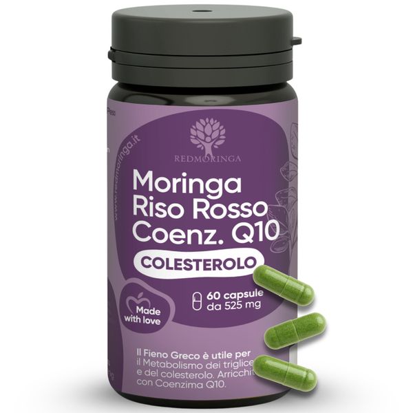 Redmoringa Integratore Colesterolo Con Riso Rosso Fermentato E Moringa| 60 Capsule | Italy-image