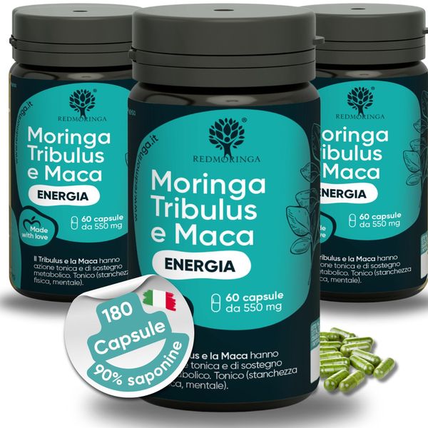 Tribulus Terrestris 90% Saponine Steroidee Maca Fieno Greco| 180 Capsule Redmoringa-image