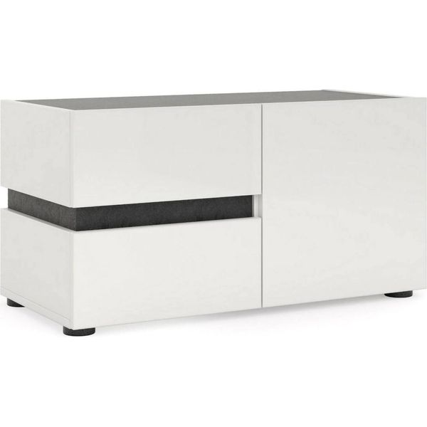 Dmora Mobile Da Ingresso Seul 38X80X42H Cm Bianco Bianco Lucido, 2 Vani Un'anta Italy-image