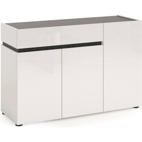 Dmora Credenza Bajardo 42X120X80H Cm Bianco Lucido, Un Cassetto 4 Vani Italy-image