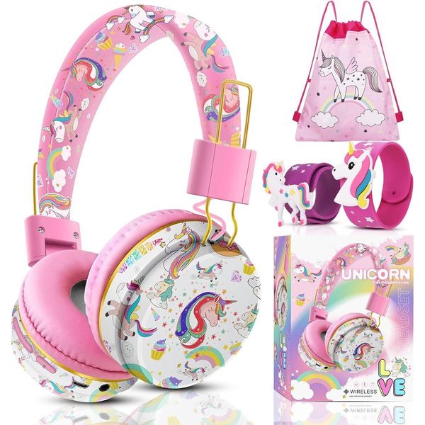 Bambini, Cuffie Unicorno Senza Fili Per Bambini Con Cavo, Cuffie Bluetooth Over Ear Per Ragazze Con Microfono, Cuffie Scuola Per Bambini Da 3 A 10 Anni,-image