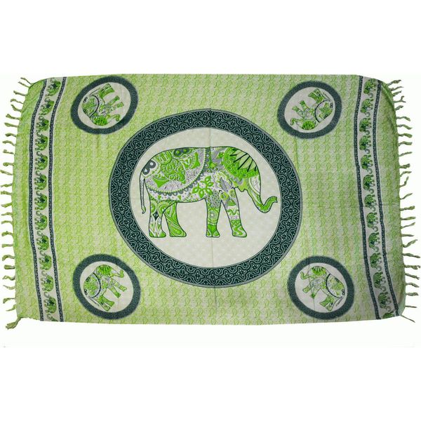Sarong Pareo Gonna Avvolgente Telo Mare Stola Scialle Sciarpa Costume Da Bagno 140X120 Cm, Verde-image