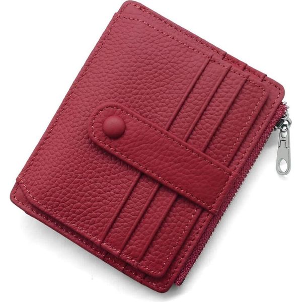 Donna Uomo Piccolo Portafoglio In Vera Pelle Portafoglio Con Protezione Rfid Per Carte Di Credito Con Tasca Portamonete, Mini Portafoglio Uomo 14 Portafoglio Slim Confezione Regalo-image