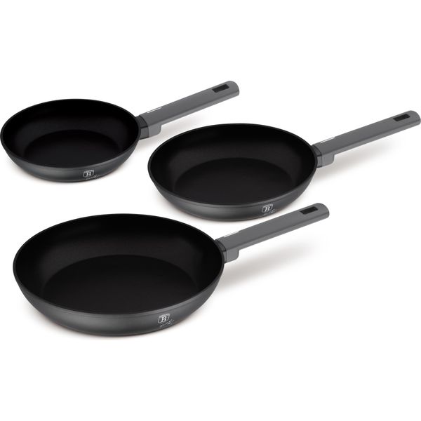 Berlinger Haus Set Di 3 Padelle In Alluminio Forgiato Antiaderente Con Manico Ergonomico, Pentole Per Induzione, , Collezione Antracite-image