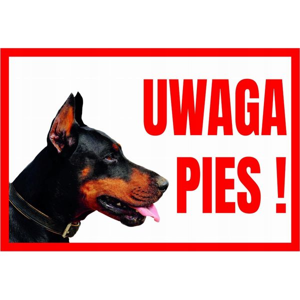 Attenzione Cane Doberman 250X175 Cartello Informativo - Pannello In Pvc-image