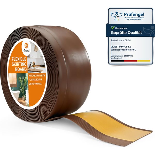 Quest Battiscopa In Pvc 100X25Mm, 20M, Autoadesivo, Battiscopa Morbido, Flessibile, Bronzo-image