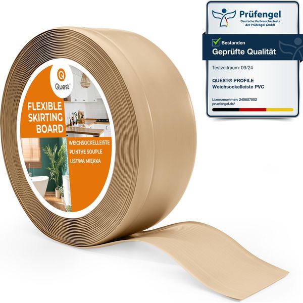 Quest Battiscopa In Pvc 70X20Mm, 5M, Battiscopa Morbido, Flessibile, Sabbia-image
