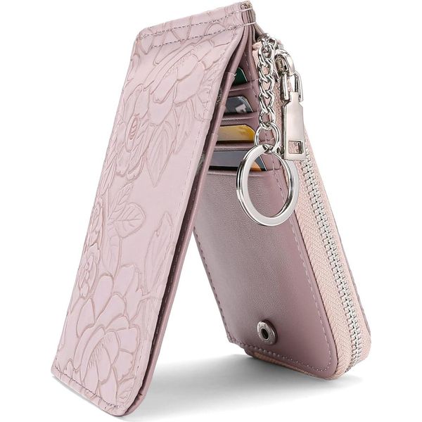 Portafoglio Da Donna, Portamonete Piccolo Porta Carte Di Credito Con Portachiavi, Tasca Portamonete Con Zip Portafoglio Sottile E Porta Carte Con Protezione Rfid-image