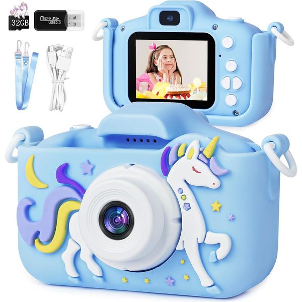 Fotocamera Per Bambini, Fotocamera Digitale Per Bambini Con Display Da 2,0", Fotocamera Per Bambini Unicorno, Regali Di Natale Per Ragazze E Ragazzi Di Età Compresa Tra 3 E 12 Anni, 1080P Hd"-image