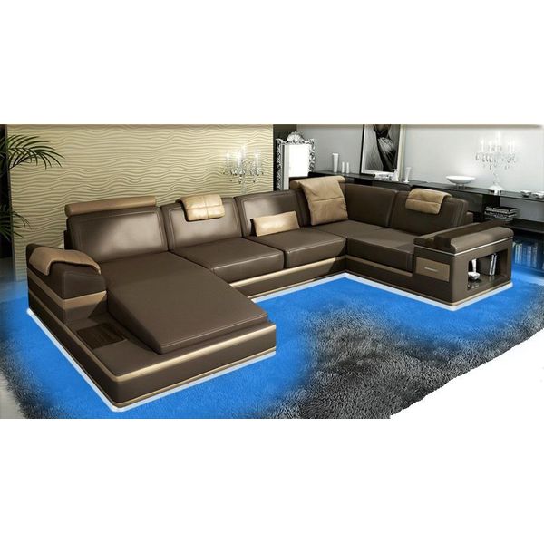 Divano Ad Angolo Divano Divano Tappezzeria Suite In Pelle Zona Giorno Soggiorno Ad Angolo Beige PHM104-image