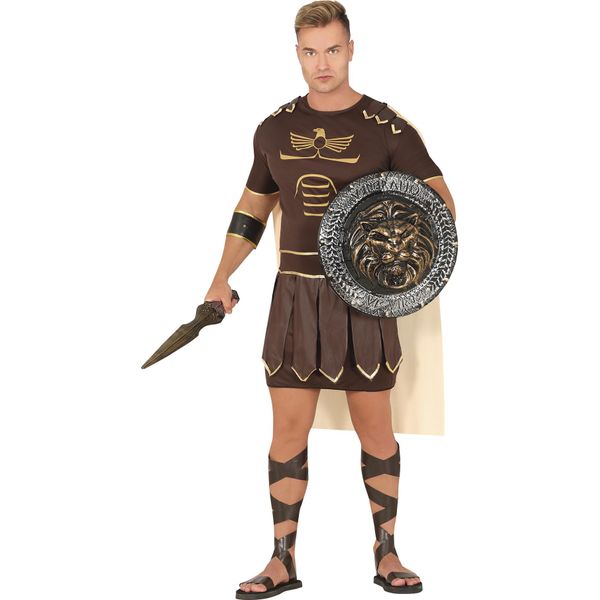 Gladiatore Romano Antico Costume Da Guerriero Carnevale Tunica Capo Spada Armatura, Taglia: 54 - 56 (Xl) Colore: Beige-image